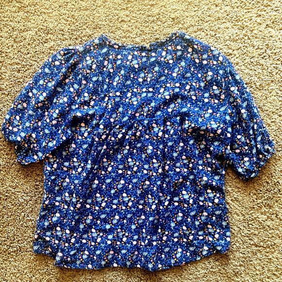 Knox Rose Floral Smocked Flower Keyhole Back Blouse Shirt Top Boho Cottagecore M - Picture 11 of 11